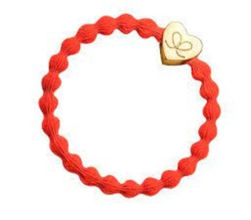 By Eloise Haarelastiek/Armband Gold Heart Warm Orange