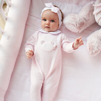 First BO G Rompersuit London With Teddy Bear Pink