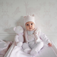 First BO G Rompersuit London With Teddy Bear White-Pink