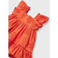 Mayoral Embroidered Dress Tangerine