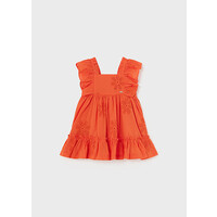 Mayoral Embroidered Dress Tangerine