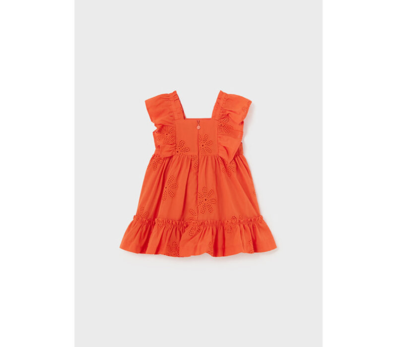 Mayoral Embroidered Dress Tangerine