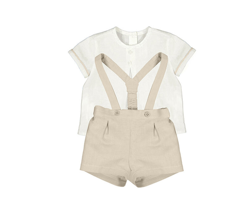 Mayoral Shorts With Suspenders Set  Linen