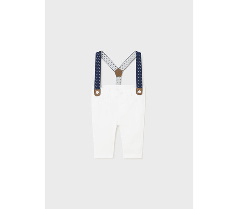 Mayoral Long Trousers With Suspenders White