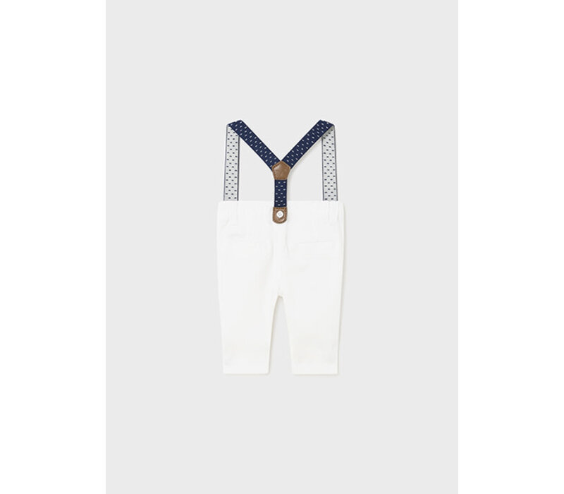 Mayoral Long Trousers With Suspenders White