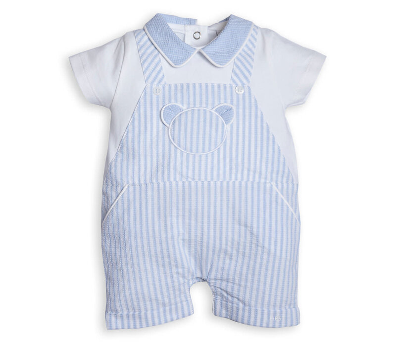 My First Collection BO B Short Striped Combi With Teddy White-Azzuro