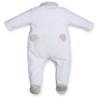 My First Collection FO B Rompersuit Teddy Bear On Backside White-Beige