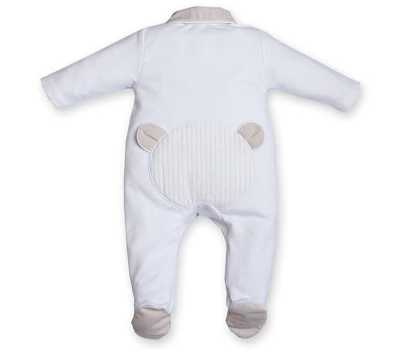 My First Collection FO B Rompersuit Teddy Bear On Backside White-Beige