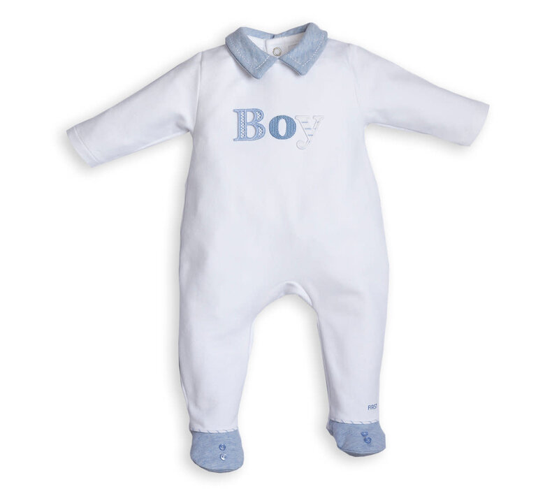 My First Collection BO B Rompersuit BOY White-Azzuro