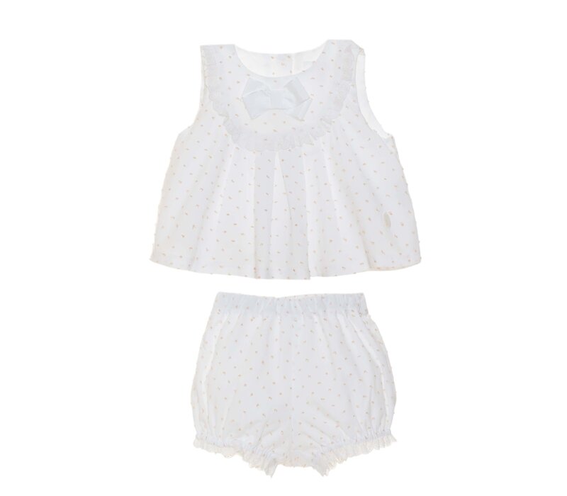 Patachou Nb Witte Set (Blouse+Shorts) Beige Dots