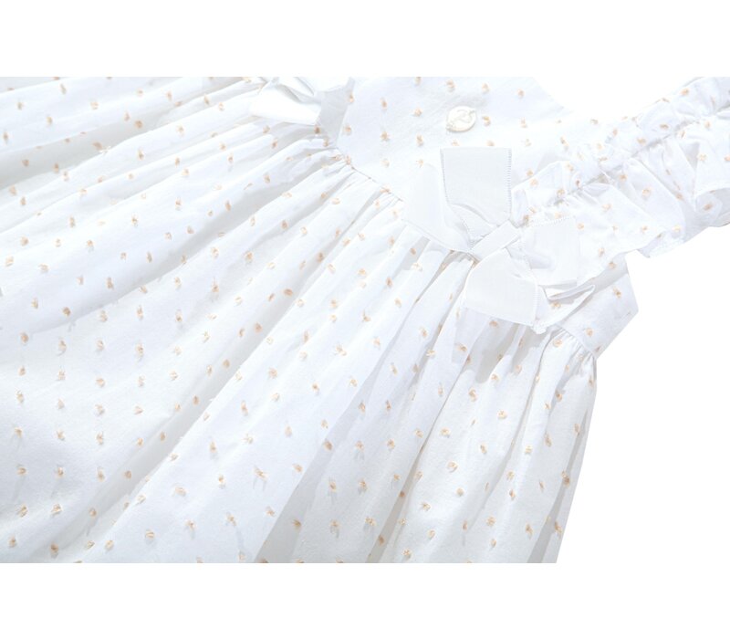 Patachou Newborn Witte Jurk Beige Dots