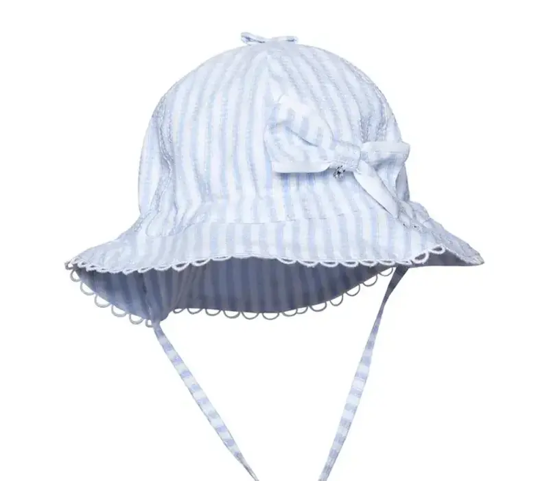 My First Collection Striped Azzuro Girls Hat Tulip - White-Azzuro