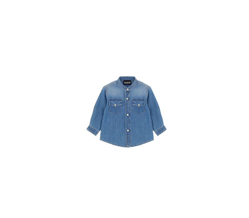 Please Camicia Coreana M/L Denim Tsk Denim Blu