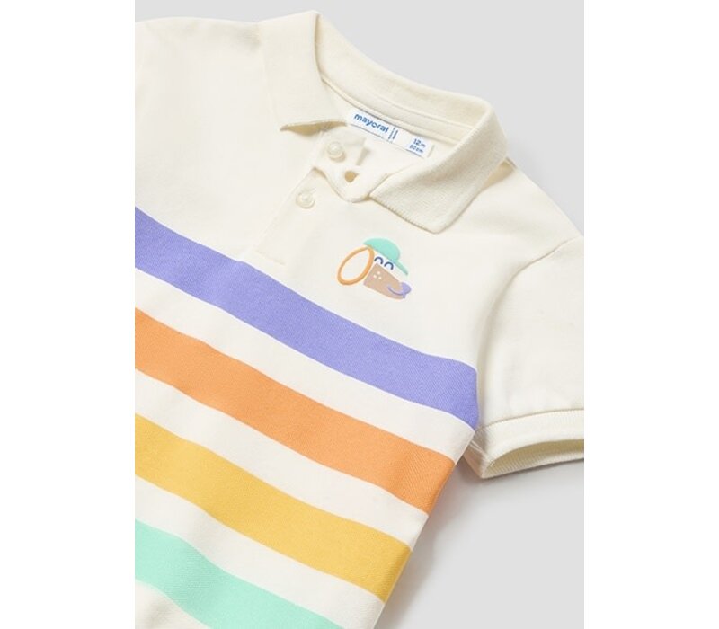 Mayoral Stripes S/S Polo  Cream