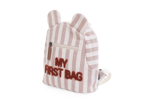 Childhome Childhome Rugzak My First Bag - Stripes - Nude/Terracotta