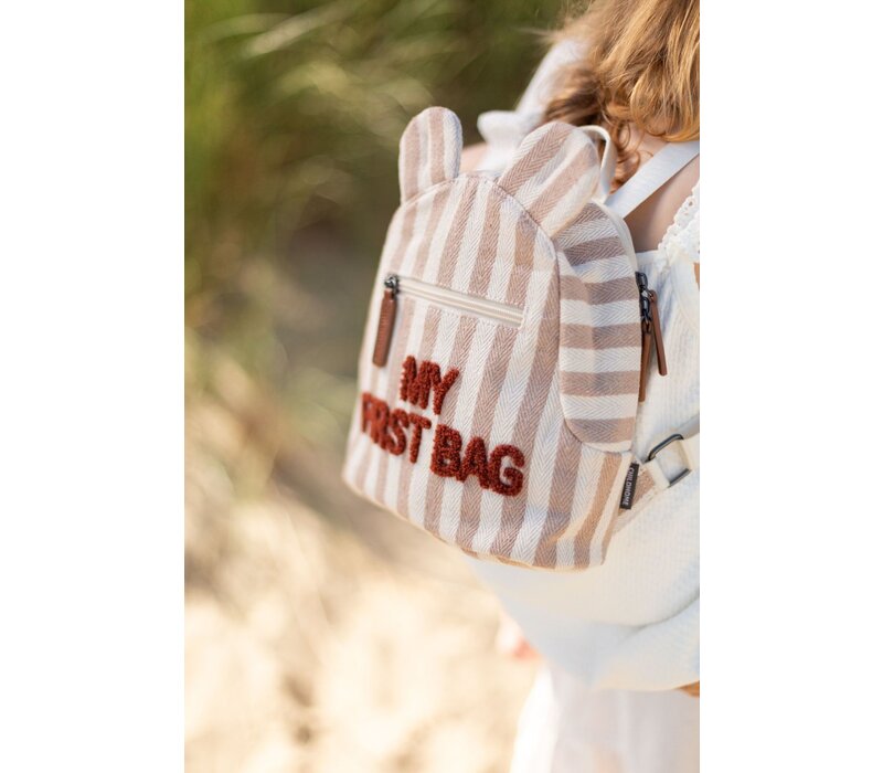 Childhome Rugzak My First Bag - Stripes - Nude/Terracotta