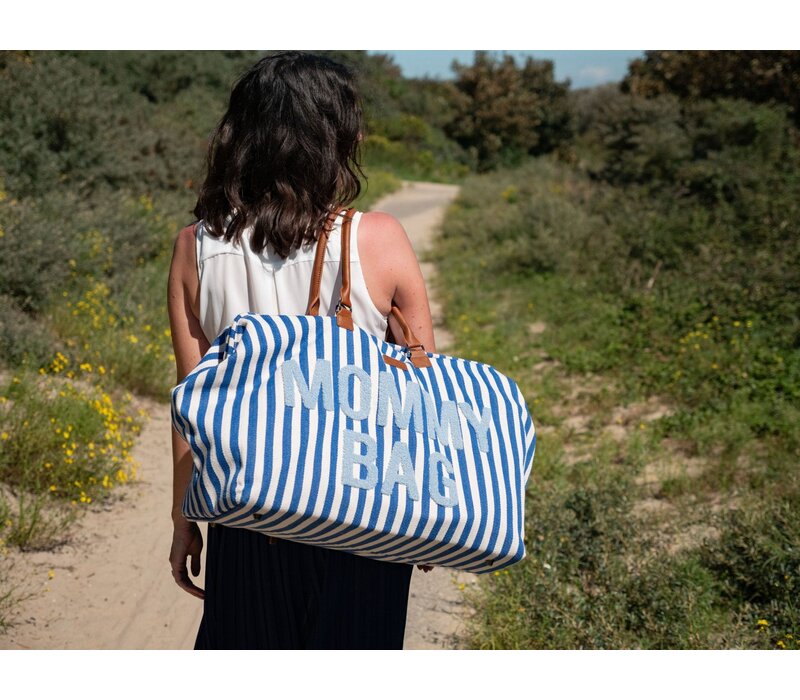 Childhome Mommy  Bag ® Nursery Bag - Stripes - Electric Blue/Light Blue