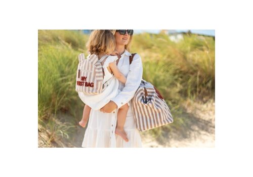 Childhome Childhome Mommy  Bag ® Nursery Bag - Stripes - Nude/Terracotta