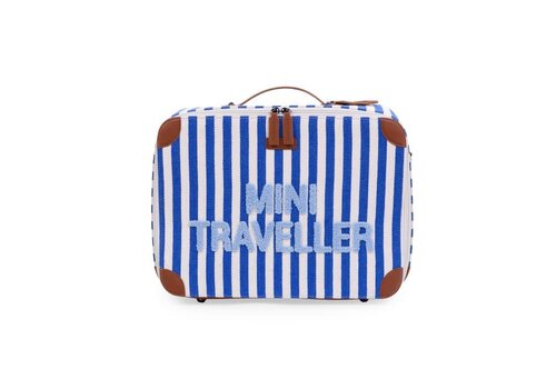 Childhome Childhome Mini Traveller Kids Kinderkoffer Stripes - Electric Blue - Light Blue