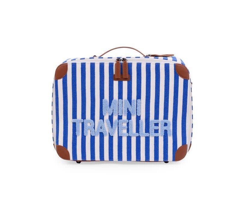 Childhome Mini Traveller Kids Kinderkoffer Stripes - Electric Blue - Light Blue