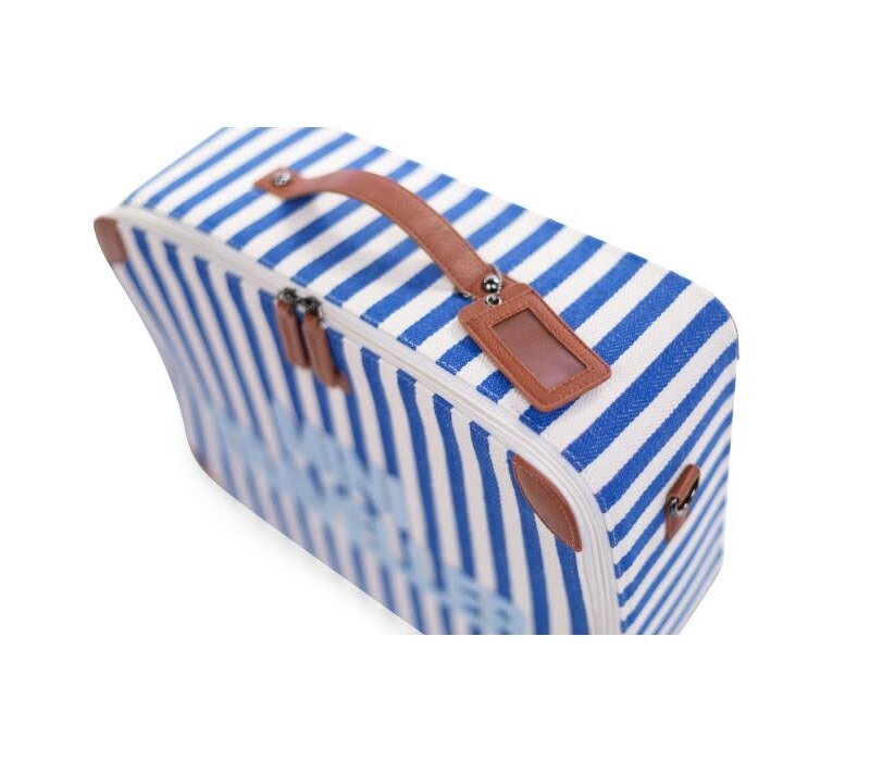 Childhome Mini Traveller Kids Kinderkoffer Stripes - Electric Blue - Light Blue