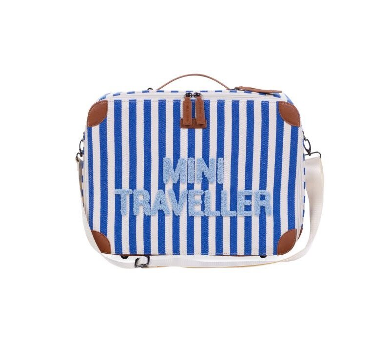 Childhome Mini Traveller Kids Kinderkoffer Stripes - Electric Blue - Light Blue