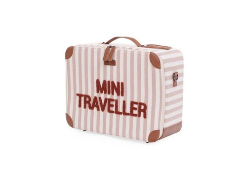 Childhome Childhome Mini Traveller Kids Kinderkoffer Stripes - Nude/Terracotta