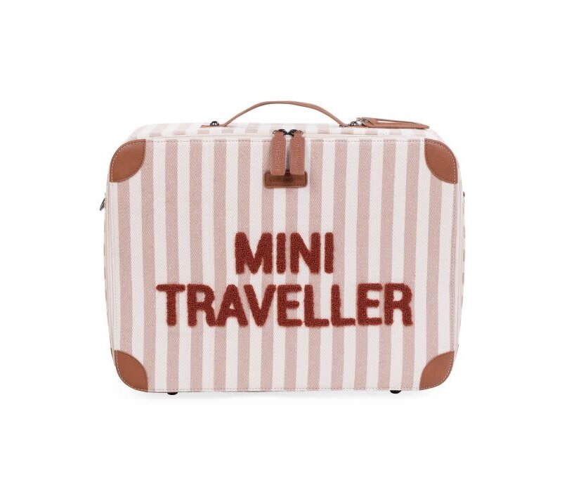 Childhome Mini Traveller Kids Kinderkoffer Stripes - Nude/Terracotta