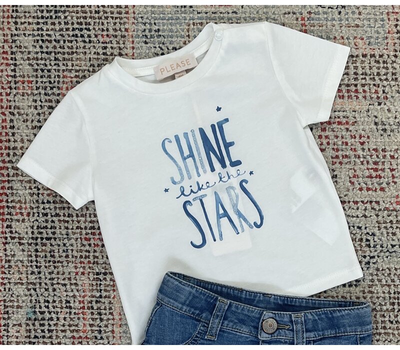 Please T.Shirt M/M St.Shine Stars Bianco Lana