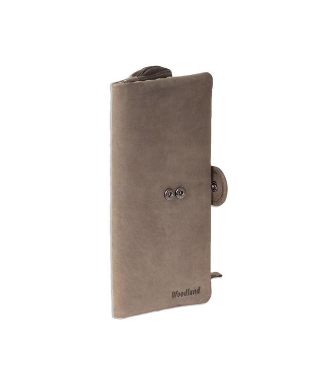Woodland Leren Dames Rits Portemonnee voor Smartphone - Geschikt voor iPhone en Samsung - Plat Model - Bruin