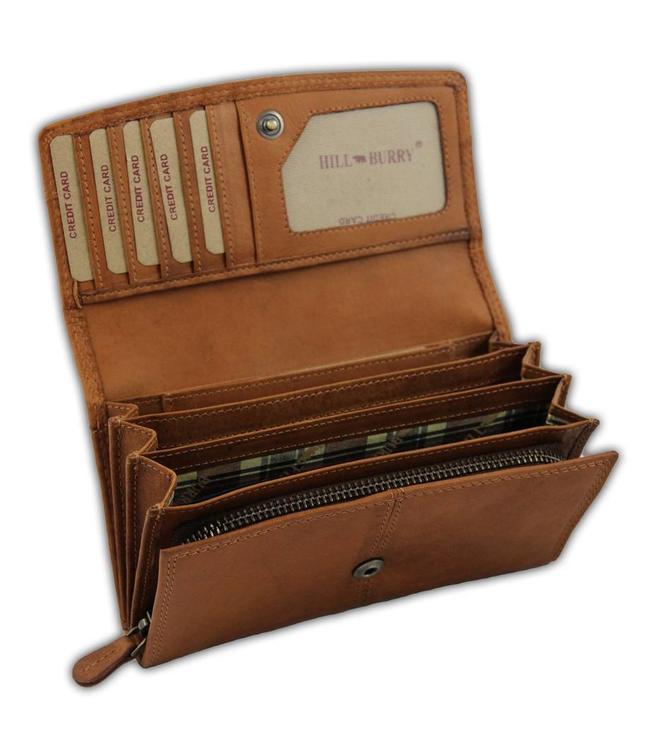 HillBurry VL777032 Dames Overslag Portemonnee Leer Bruin