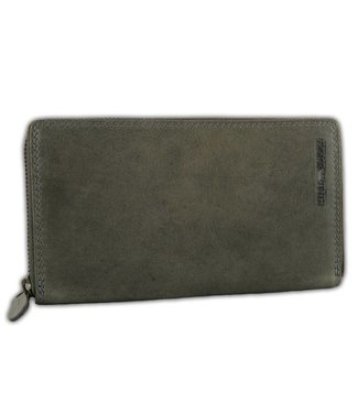HillBurry VL77706 Leren Vintage Dames Rits Portemonnee Grijs