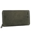 HillBurry VL77706 Leren Vintage Dames Rits Portemonnee Grijs