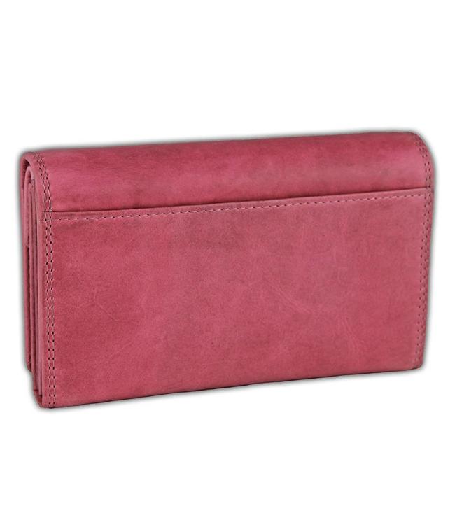 HillBurry VL77709 Leren Dames Portemonnee Overslag Model Licht roze
