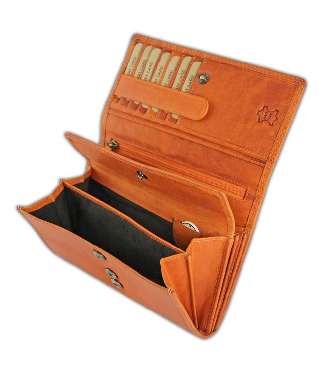 HillBurry VL77709 Leren Dames Portemonnee Overslag Model Oranje