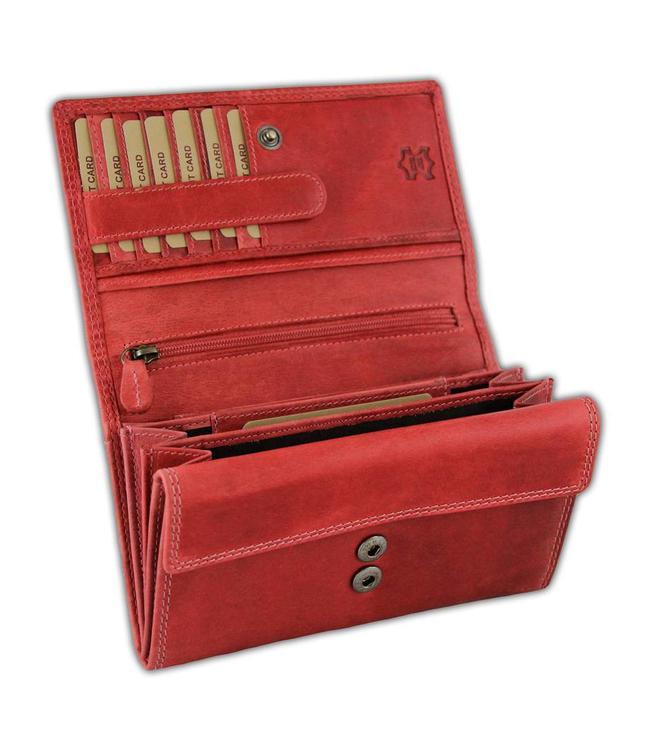 HillBurry VL77709 Leren Dames Portemonnee Overslag Model Licht rood