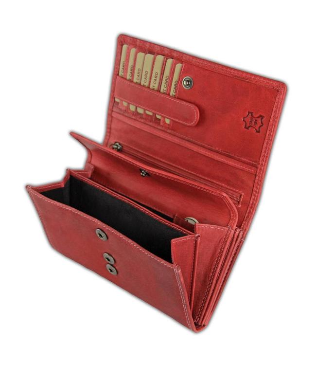 HillBurry VL77709 Leren Dames Portemonnee Overslag Model Licht rood