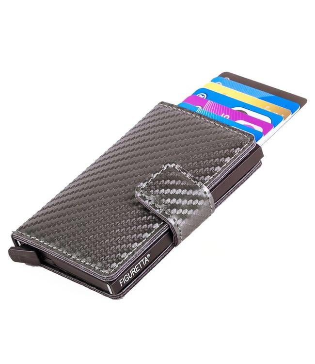 Figuretta Aluminium RFID Cardprotector PU-Leer - Carbon - Grijs