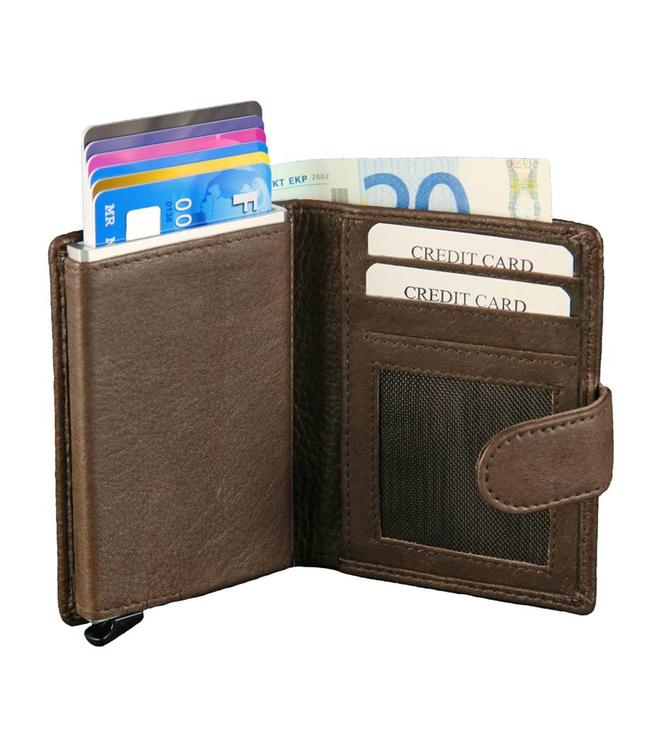 Figuretta Leren RFID Card Protector Creditcardhouder Nappa Bruin