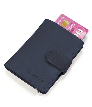 Figuretta Leren Card Protector met RFID bescherming Donker blauw