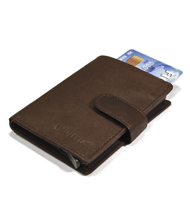 Figuretta Leren Card Protector met RFID bescherming Donker bruin