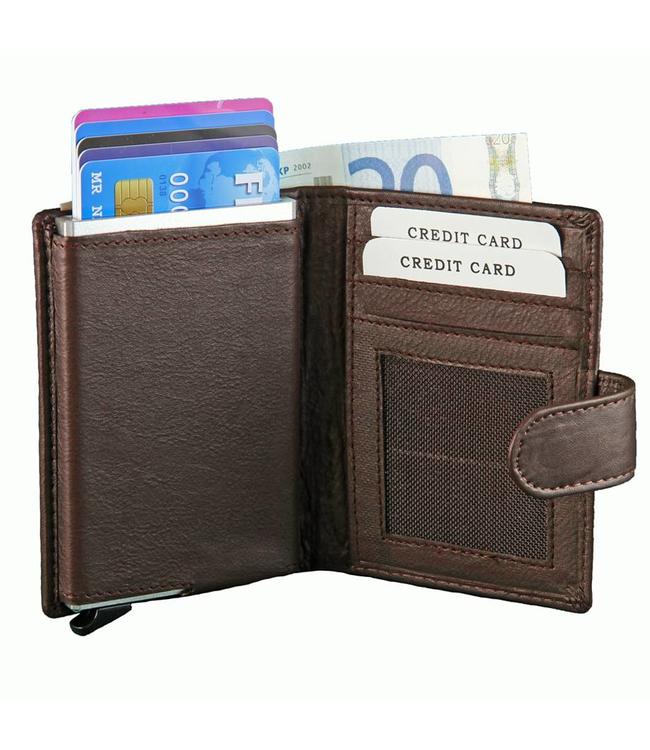 Figuretta Leren Card Protector met RFID bescherming Donker bruin