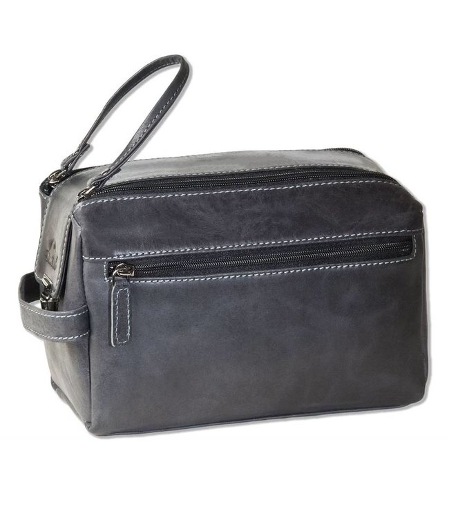 Woodland Luxe Leren Toilettas Antraciet