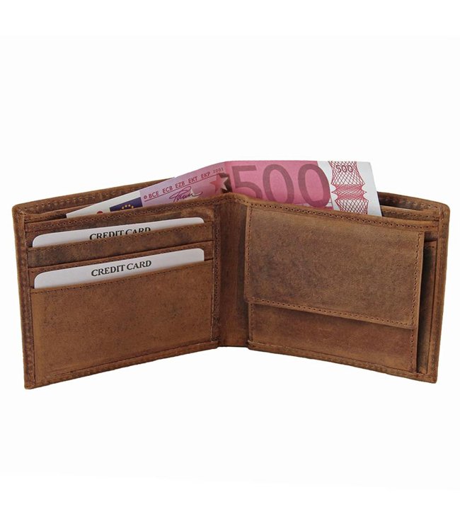 Landley Heren Portemonnee - Compacte Billfold - Robuust Vintage Leer - Bruin