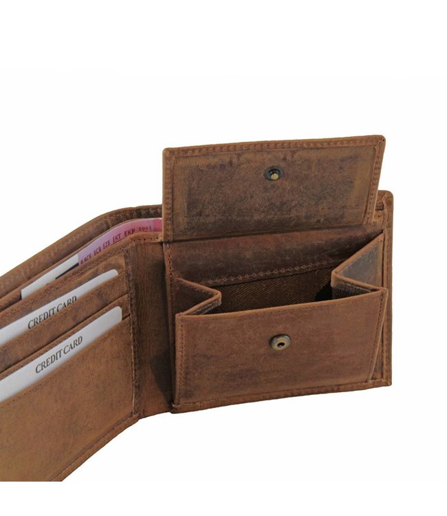 Landley Heren Portemonnee - Compacte Billfold - Robuust Vintage Leer - Bruin