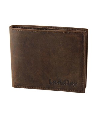 Landley Heren Portemonnee - Compacte Billfold - Robuust Vintage Leer - Donkerbruin