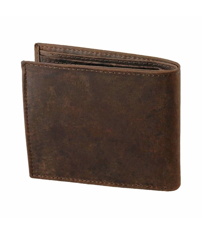 Landley Heren Portemonnee - Compacte Billfold - Robuust Vintage Leer - Donkerbruin