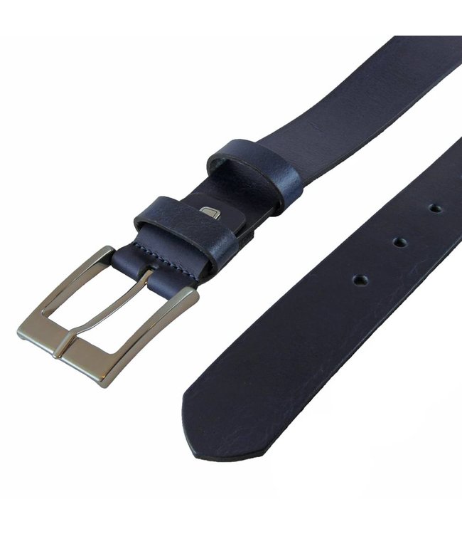 Houtkamp Blauwe Leren Jeans Riem voor Dames en Heren - Unisex Ceintuur - 38 mm breed - Broekriem Leer - Blauw
