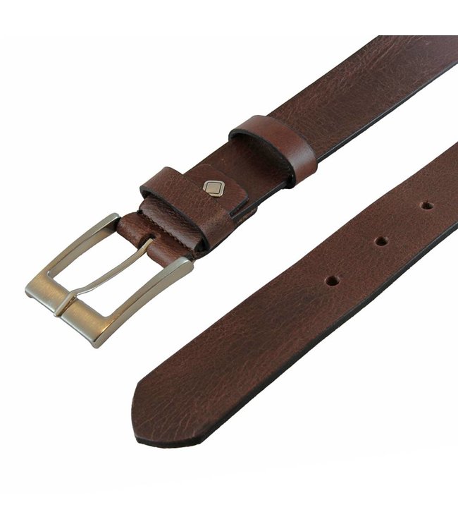 Houtkamp Bruine Leren Jeans Riem voor Dames en Heren - Unisex Ceintuur - 38 mm breed - Broekriem Leer - Bruin