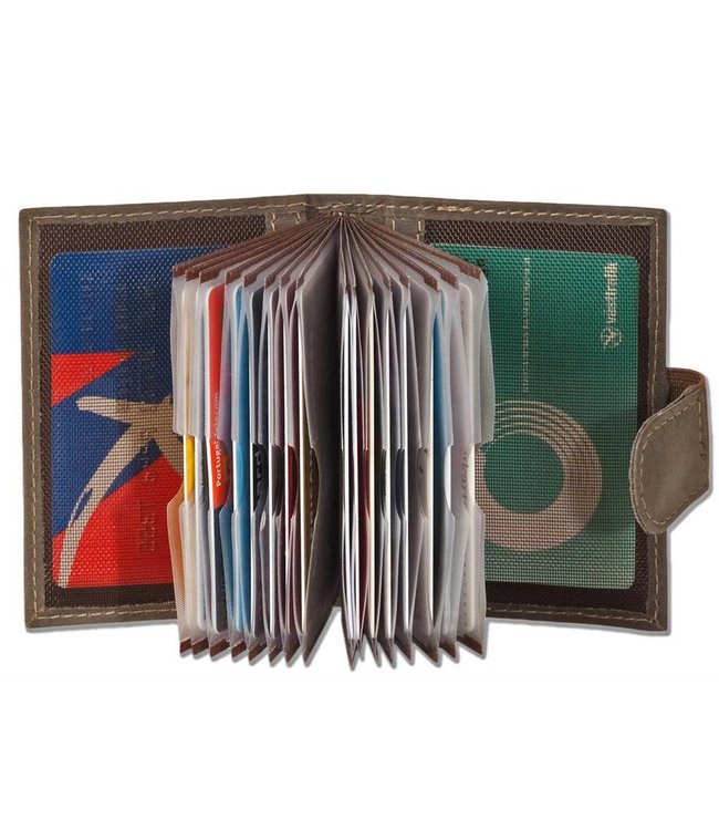 Woodland Luxe Leren Creditcardetui voor 20 pasjes Donkerbruin